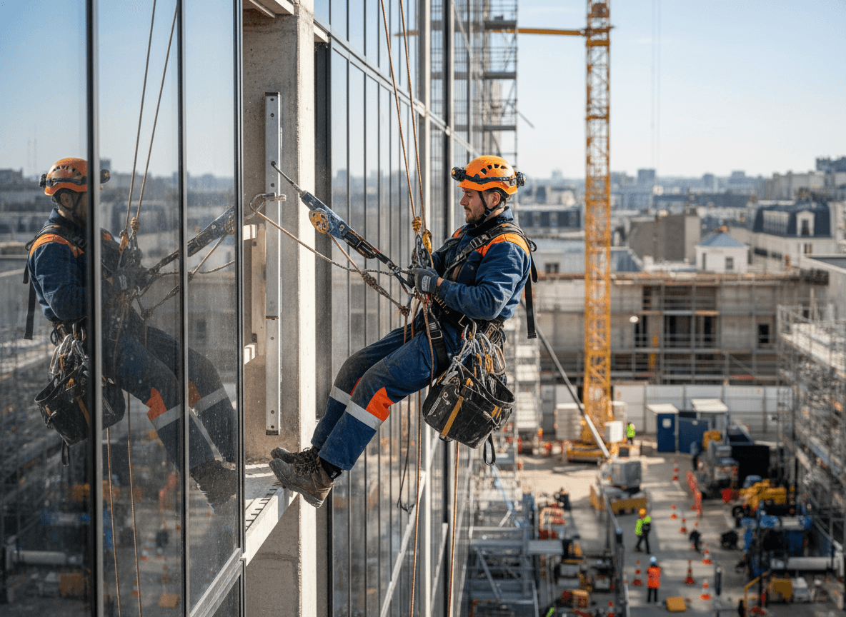 cordiste utilisant Batimi