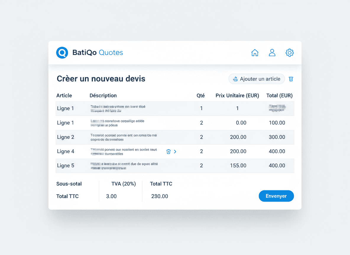 Création de devis ultra-rapide
