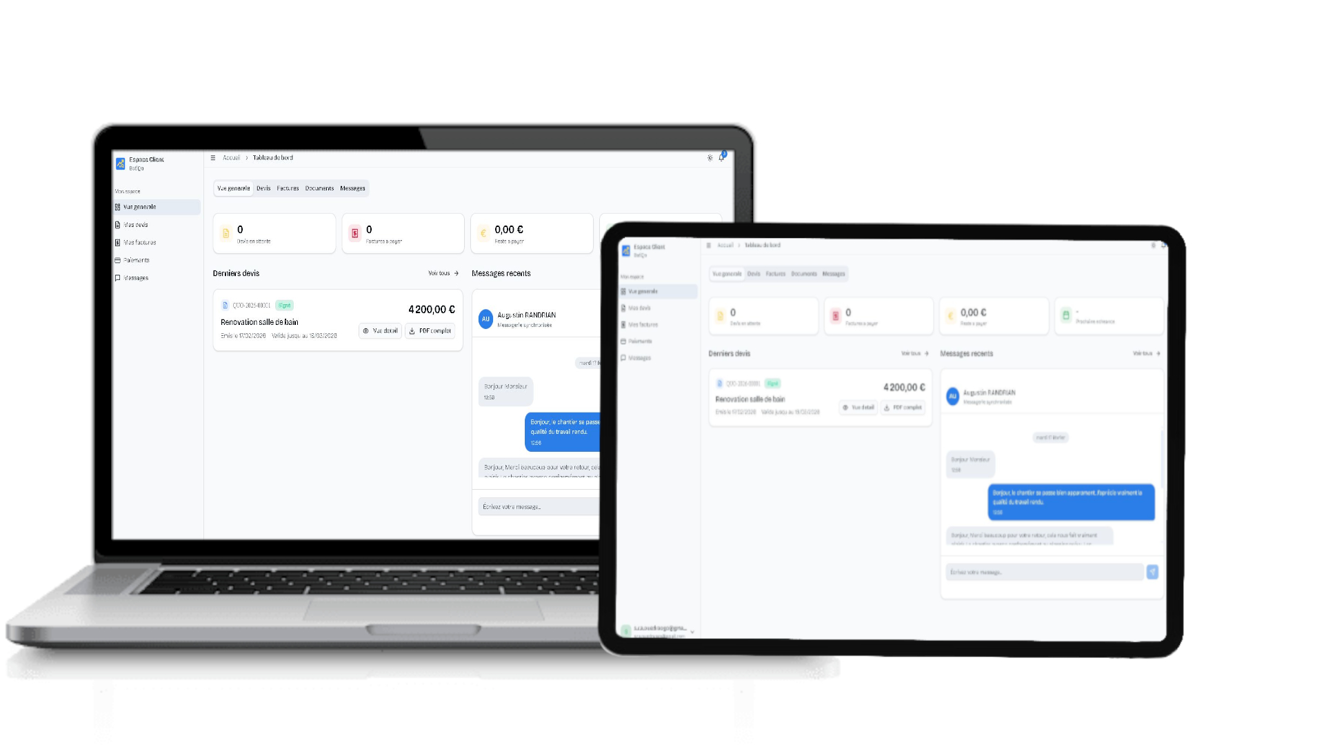 Interface simple Batimi